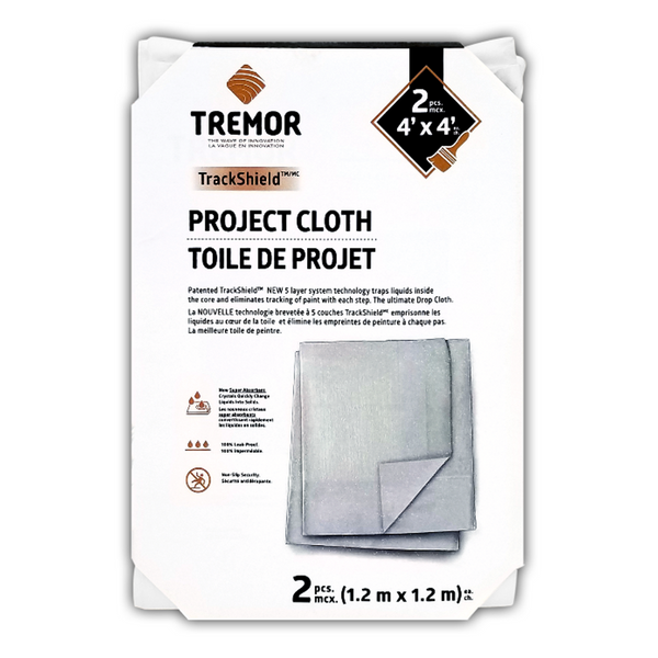 TrackShield Ultra-Absorbant Non-Slip Project Cloth; 4'x4' 2-Pack